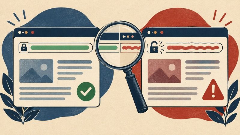 Sahte giriş sayfalarını ayırt etmeyi anlatan blog yazısının kapak görseli